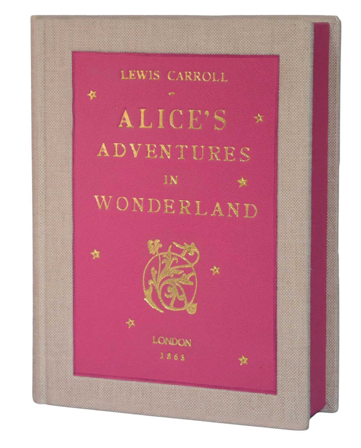 Alice in Wonderland - Linen and Leather Book Clutch