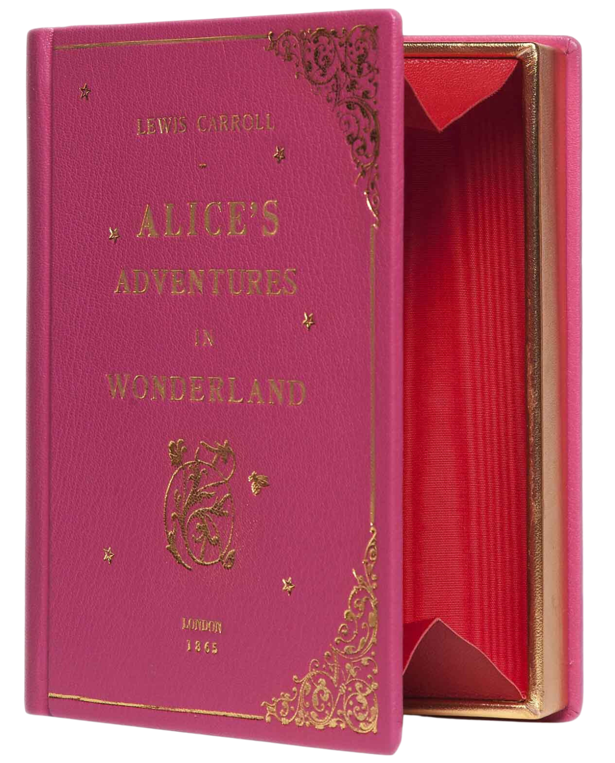 Alice in Wonderland - leather Book Clutch