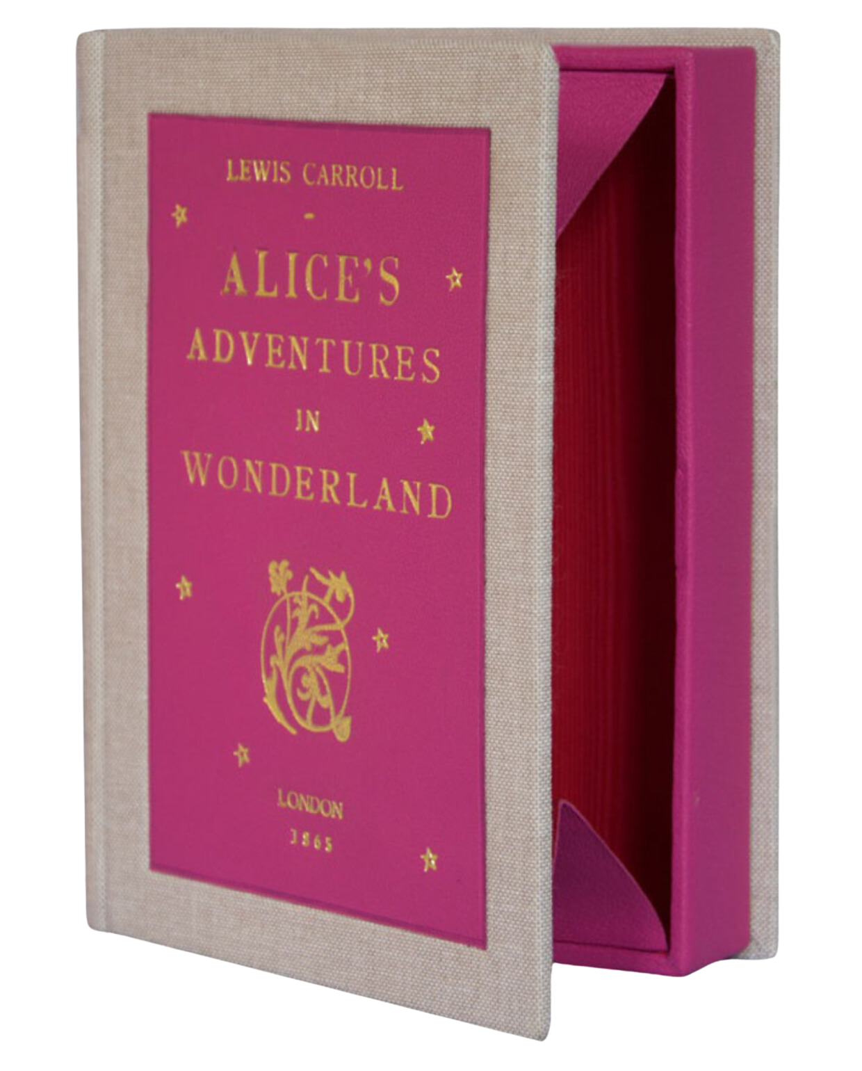 Alice in Wonderland - Linen and Leather Book Clutch