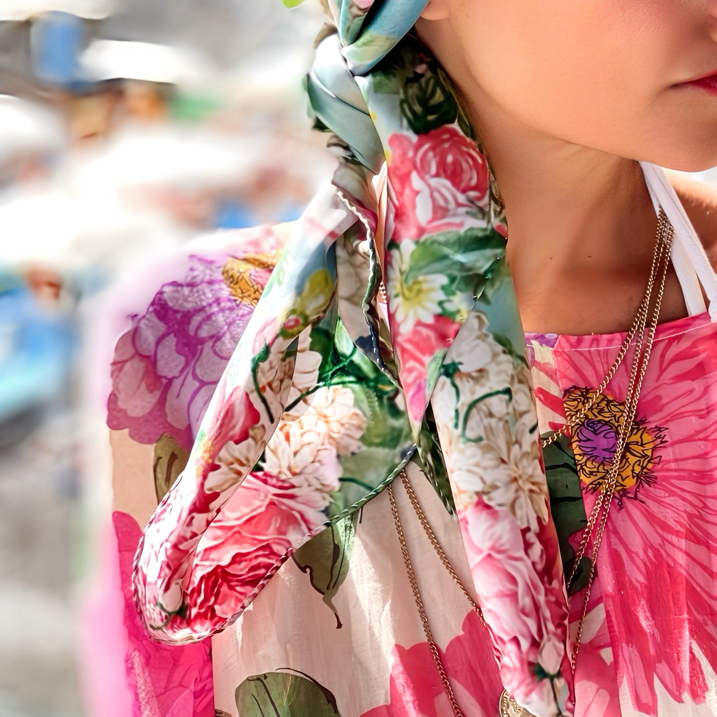 capri among the roses silk scarf