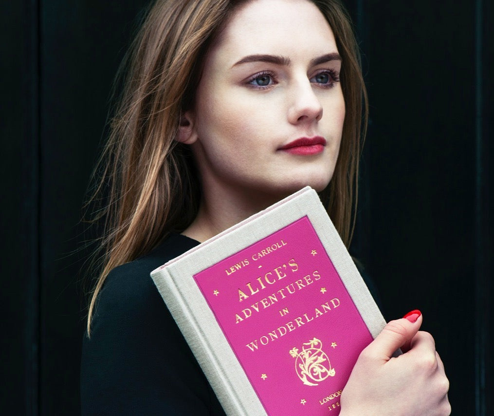 Alice in Wonderland - Linen and Leather Book Clutch