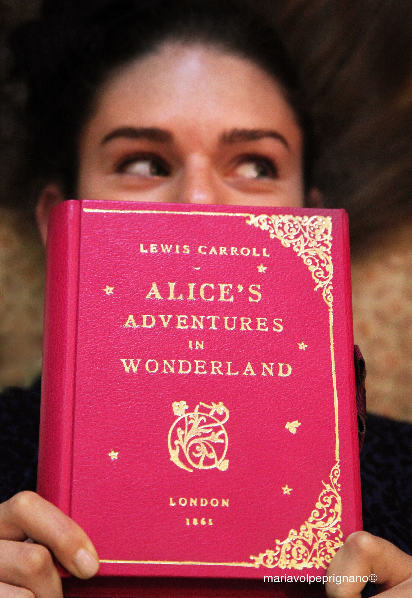 Alice in Wonderland - leather Book Clutch