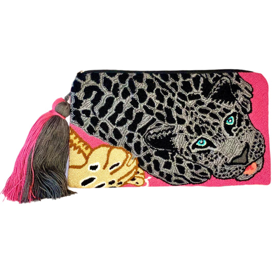PANTHER HANDWOVEN CLUTCH BY M.