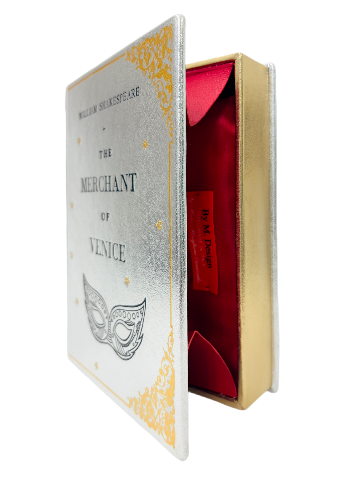 silver leather book clutch bag By M. Design