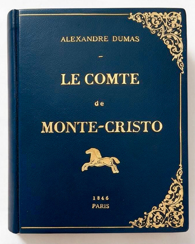 blue_leather_comte_de_monte-crsito_book_clutch_bBy_M._Design with gold details embossed by hand