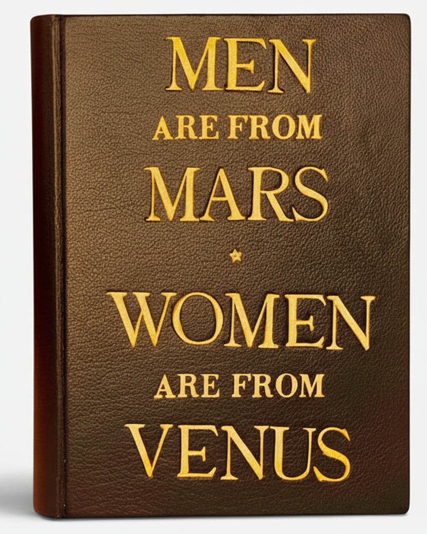 'MEN ARE FROM MARS * WOMEN ARE FROM VENUS',  book clutch bag in leather 