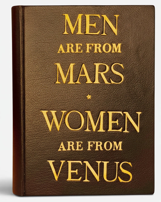 'MEN ARE FROM MARS * WOMEN ARE FROM VENUS',  book clutch bag in leather 